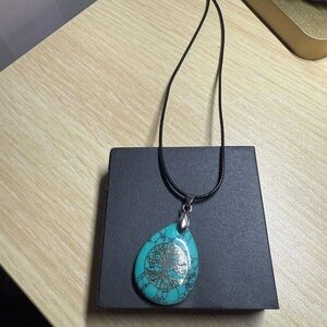 Turquoise Pendant Necklace with Silver Accents